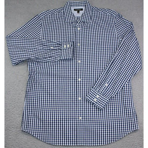 Banana Republic Shirt Mens Extra Large XL Blue White Check Slim Fit Button Up
